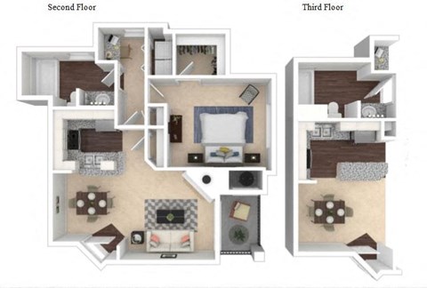 Floor plan for 1 bed, 1 bath, 703 sqft